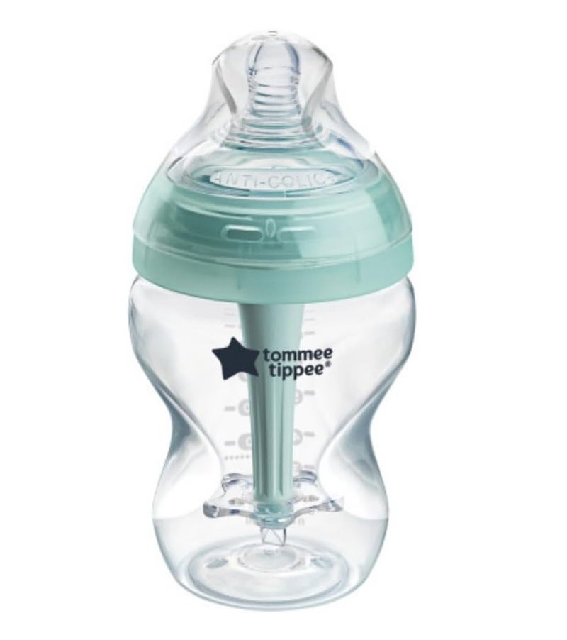 Tommee Tippee Closer to Nature Glass Baby Bottle, Anti-Colic, Slow Flow, BPA Free - 260mL